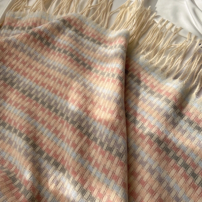 Women's Fashion Lattice Polyester Tassel Winter Scarves