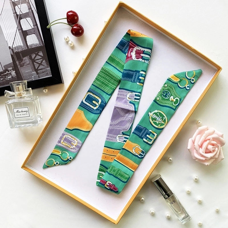 Women's Minimalist Flower Satin Printing Silk Scarf