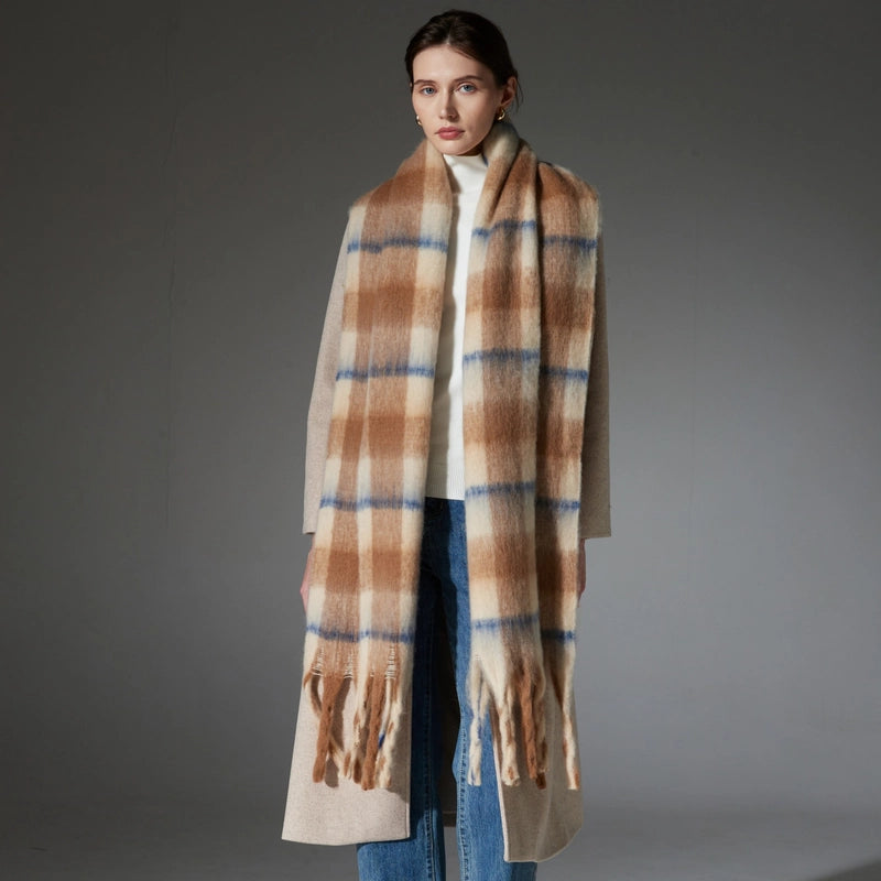 Women's Casual Lattice Polyester Tassel Scarf