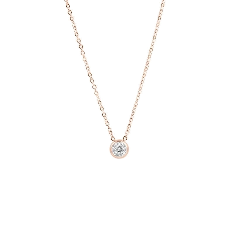 1 Piece Lady Round Stainless Steel Titanium Steel 18k Gold Plated Zircon Pendant Necklace
