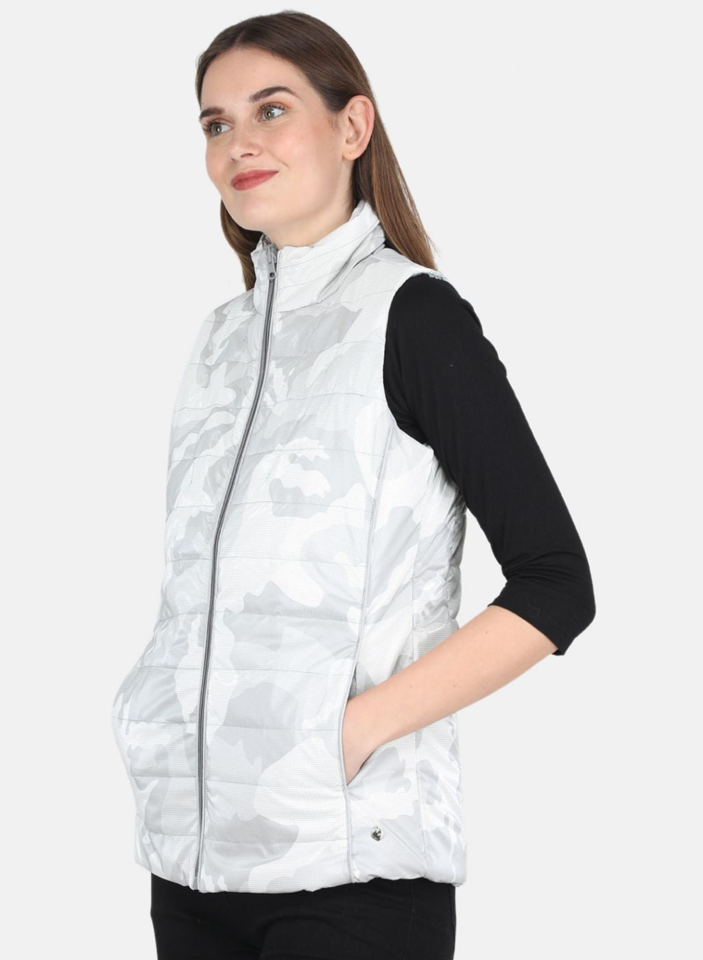 Women Grey Self Design Jacket