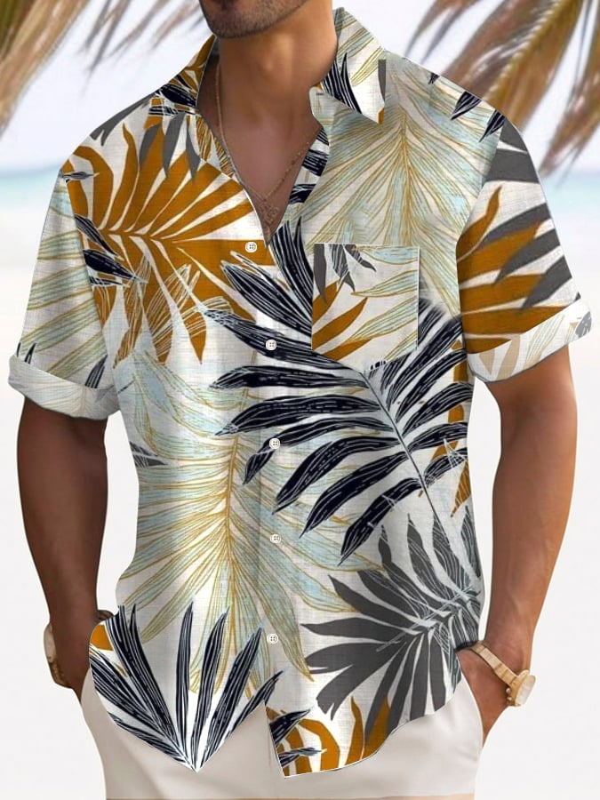 Men's Art Hawaiian Short Sleeve Pockets Shirt