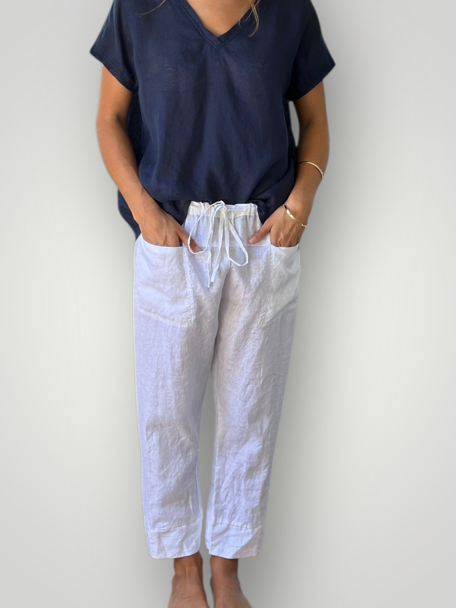 darcy pant - white linen