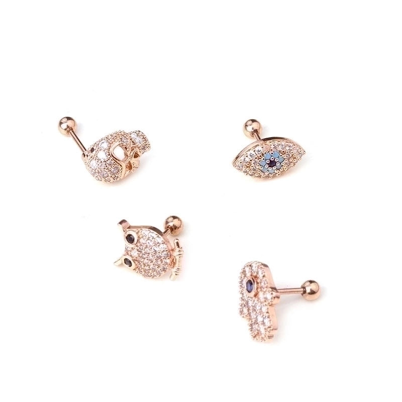 Ear Cartilage Rings & Studs Ethnic Style Cartoon Character 316L Stainless Steel  Copper Zircon