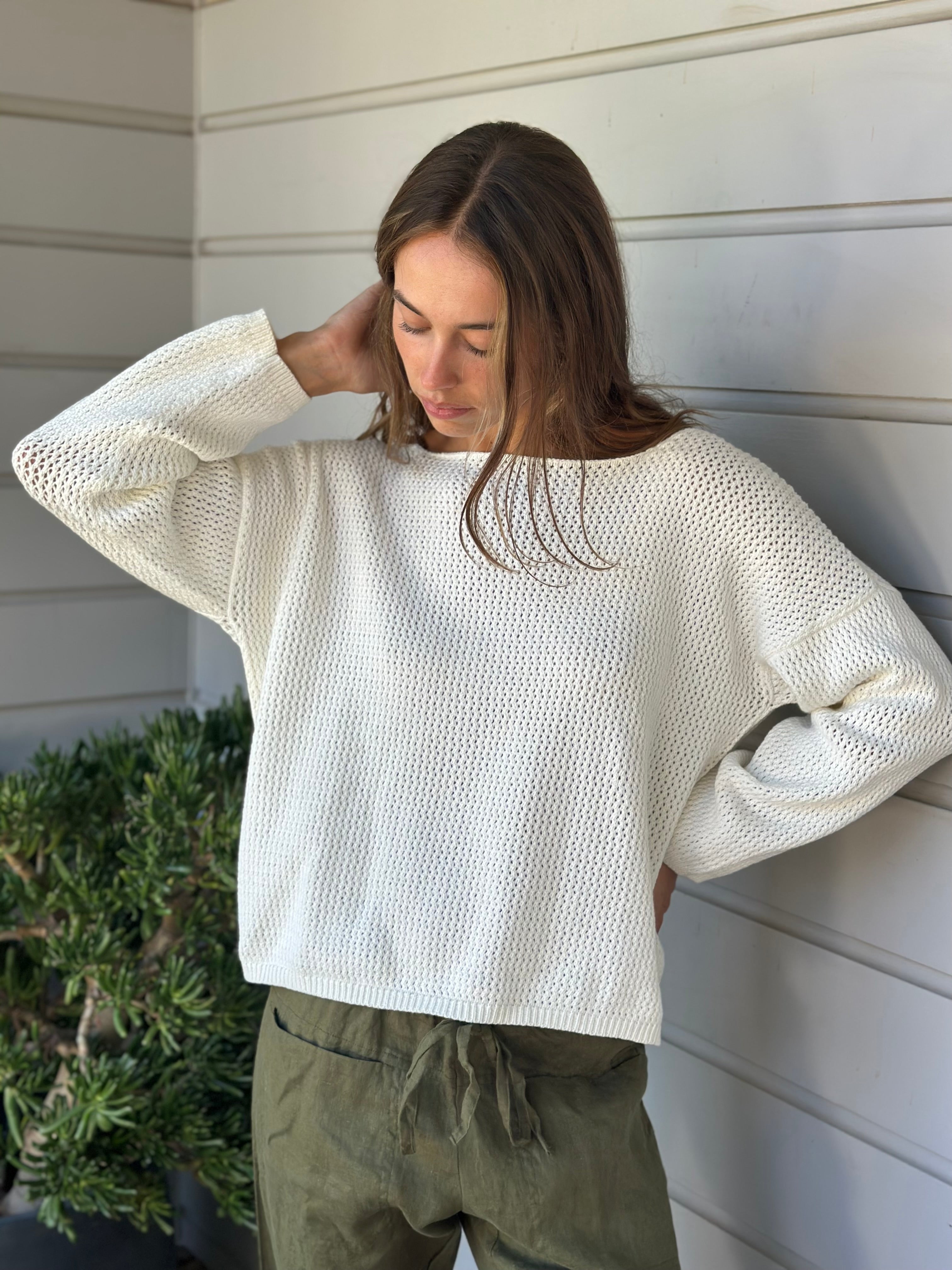 aria jersey- ivory cotton pointel