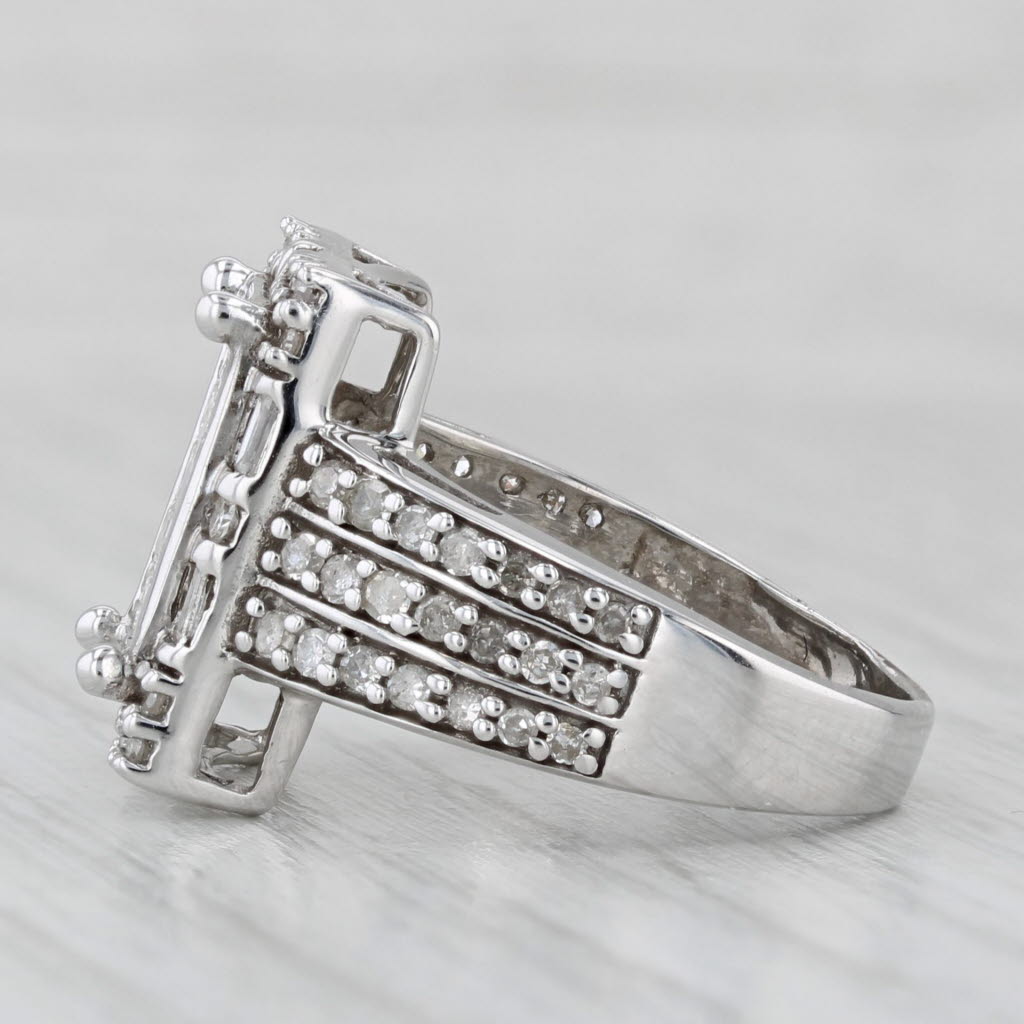 1.48ctw Pave Diamond Halo Ring 10k White Gold Size 7.25