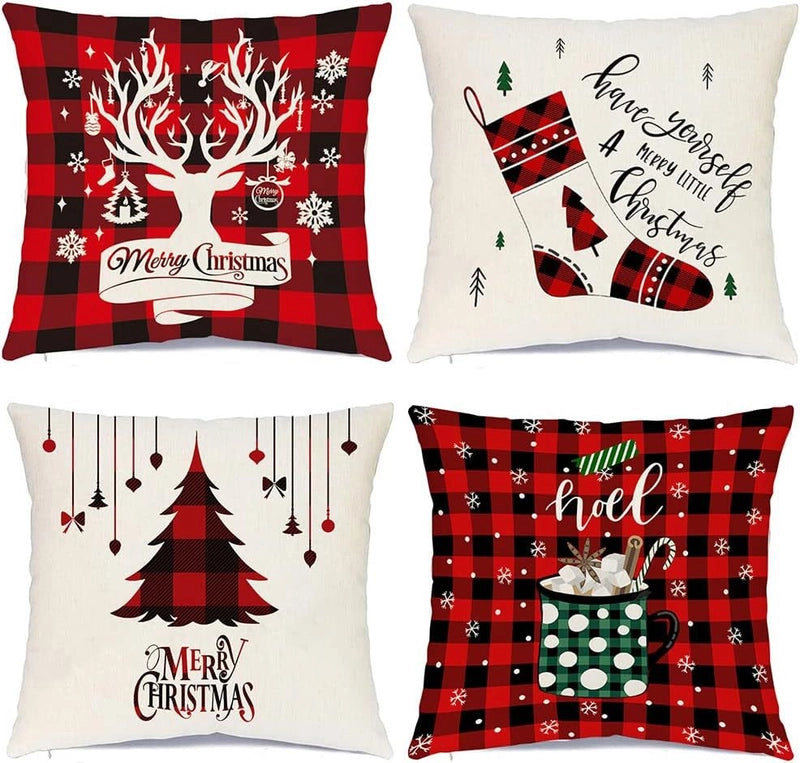 Christmas Casual Glam Christmas Tree Cotton And Linen Pillow Cases Couch & Sofa Decor