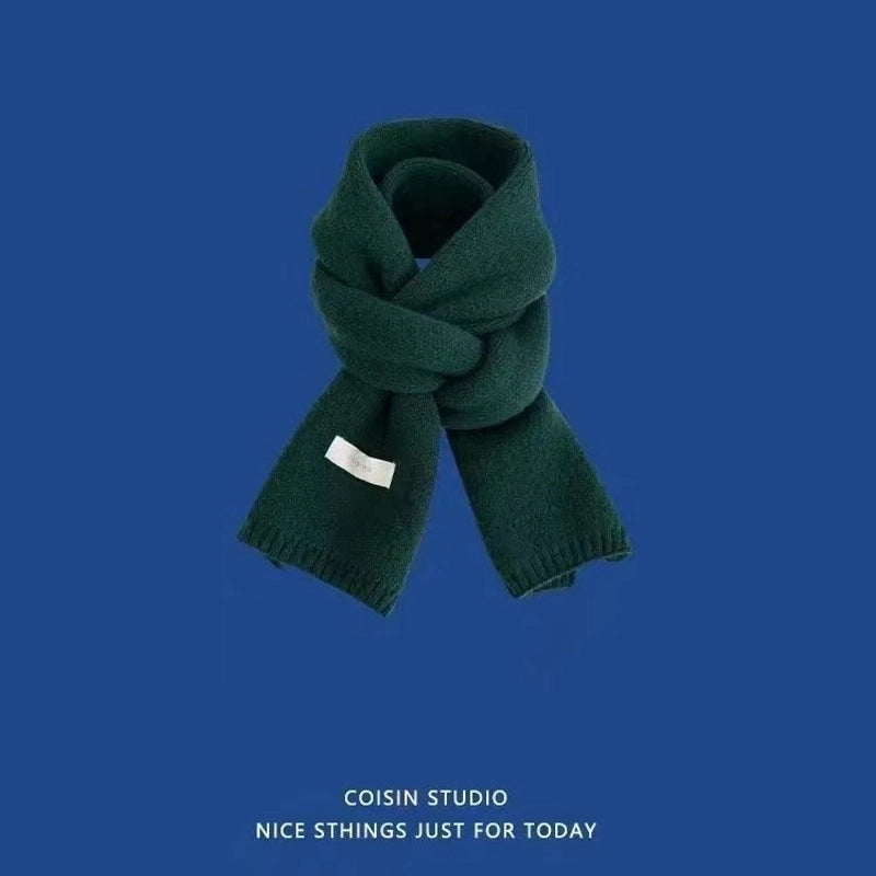 Internet Celebrity Solid Color Wool Knitted Scarf Women's Autumn And Winter New Student Couple Warm Small Scarf