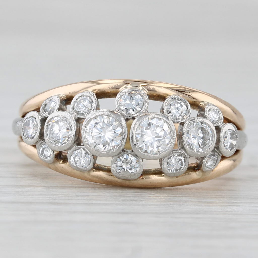 0.80ctw Diamond Cluster Ring 18k Yellow Platinum Size 7