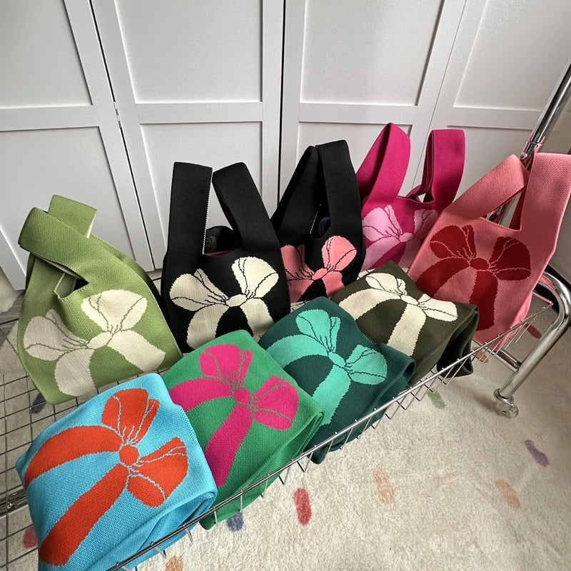 Women's Polyester Printing Color Block Cute Square Open Handbag