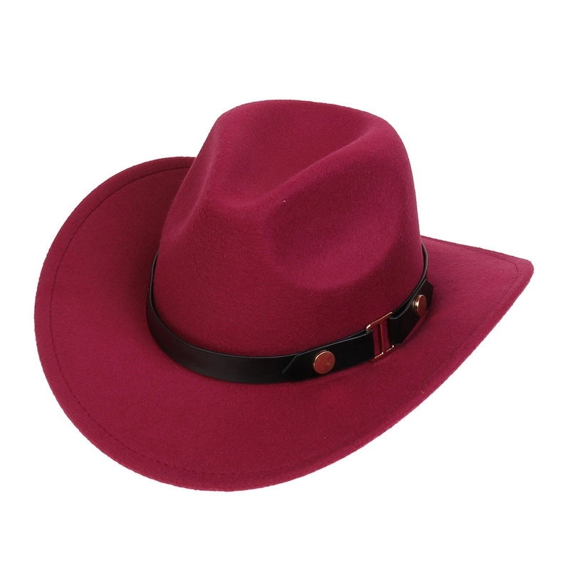 Tibetan Western Denim Top Hat Spring And Autumn New Jazz Hat Big Brim Five-pointed Star Belt Accessories Felt Hat For Men And Women