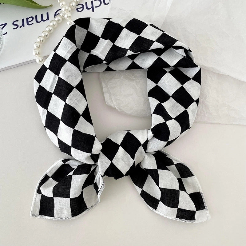 Women's Sweet Minimalist Color Block Cotton And Linen Printing Scarf