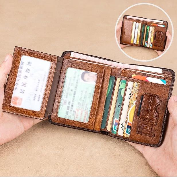 Multifunctionele RFID-blokkerende waterdichte duurzame leren portemonnee