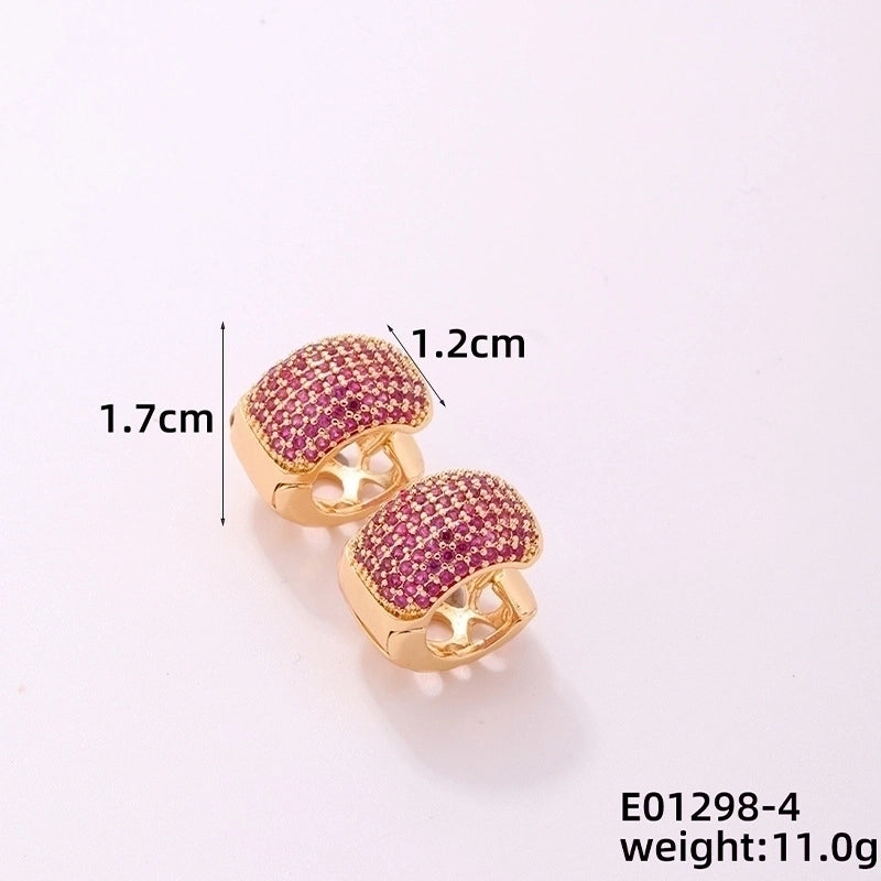 1 Piece Casual Minimalist Geometric Copper Zircon Gold Plated Silver Plated Huggie Earrings