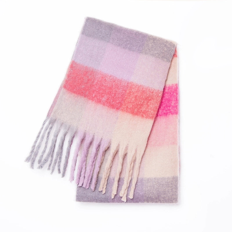 Women's Casual Minimalist Lattice Polyester Tassel Scarf