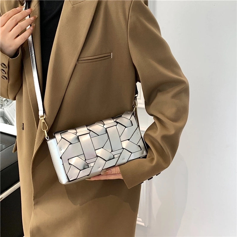 3 Pieces Women'S Pu Leather Solid Color Streetwear Sewing Thread Square Zipper Crossbody Bag