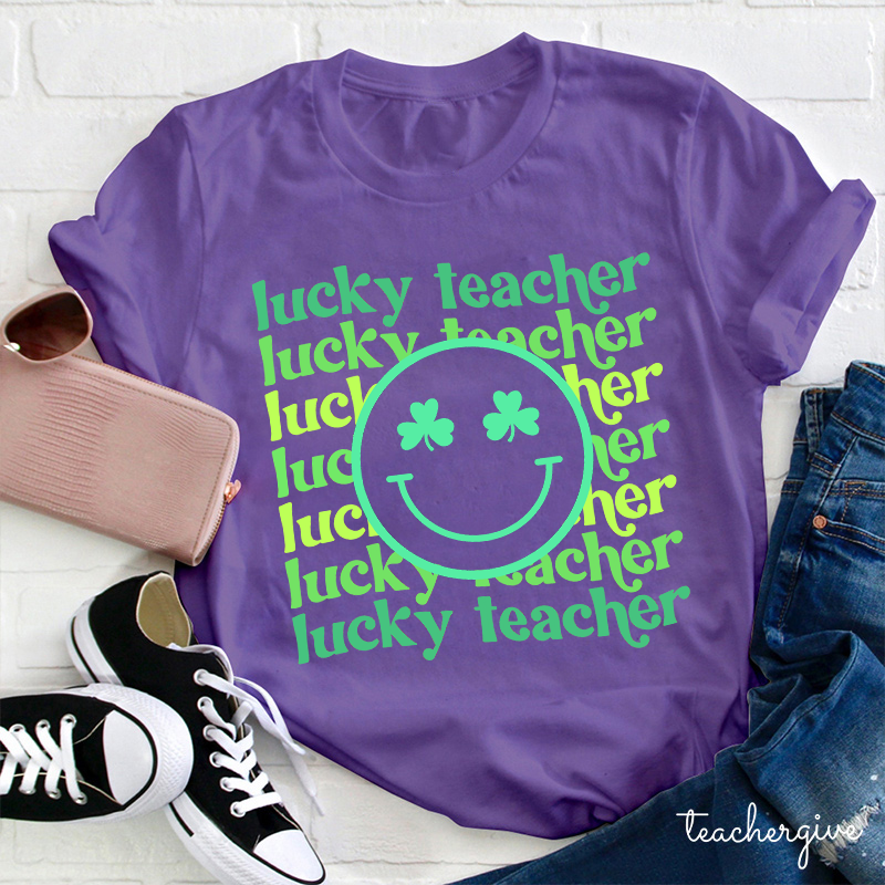 Lucky Teacher Check Teacher T-Shirt