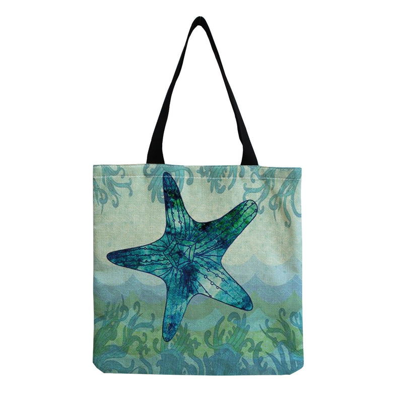 Women's Medium Linen Animal Beach Square Open Shopping Bags