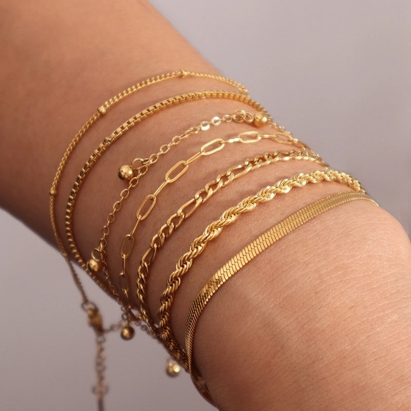 Minimalist Geometric 316L Stainless Steel  18K Gold Plated Bracelets In Bulk