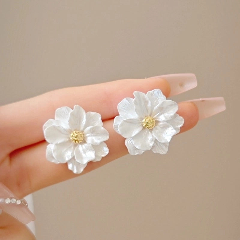 3 Pieces Sweet Heart Shape Rose Flower Inlay Imitation Pearl Alloy Rhinestones Earrings