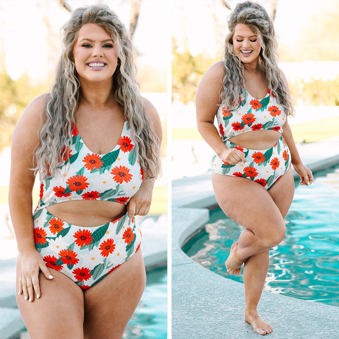 Catch A Wave Swimsuit. White Floral