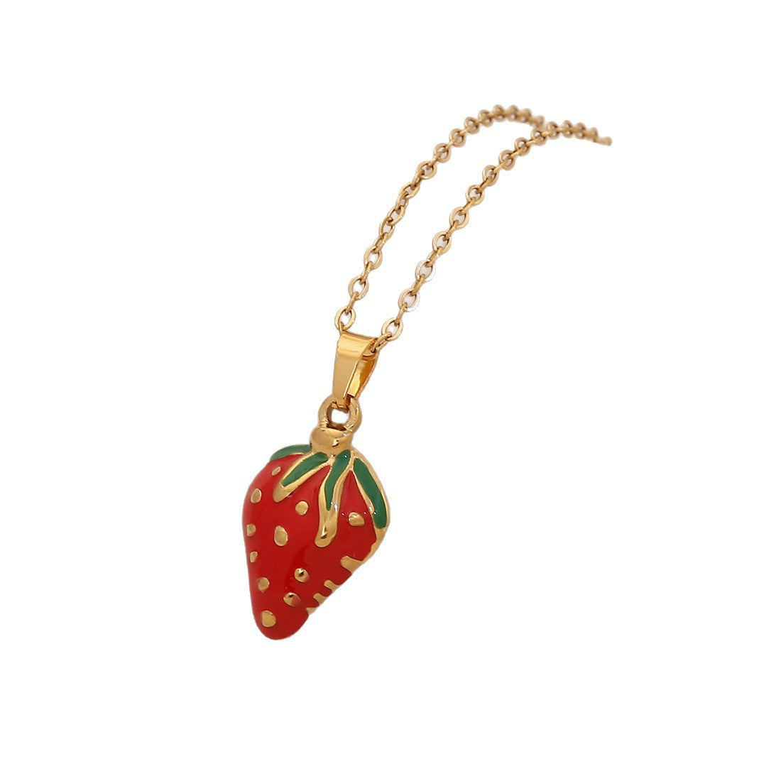 Fruit Series Cherry Strawberry Pendant Necklace Titanium Steel Banana Apple N1570