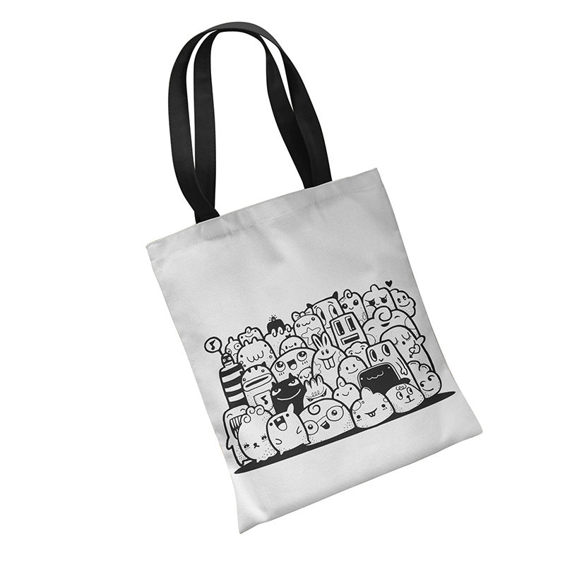 Women's Canvas Printing Butterfly Streetwear Square Open Canvas Bag