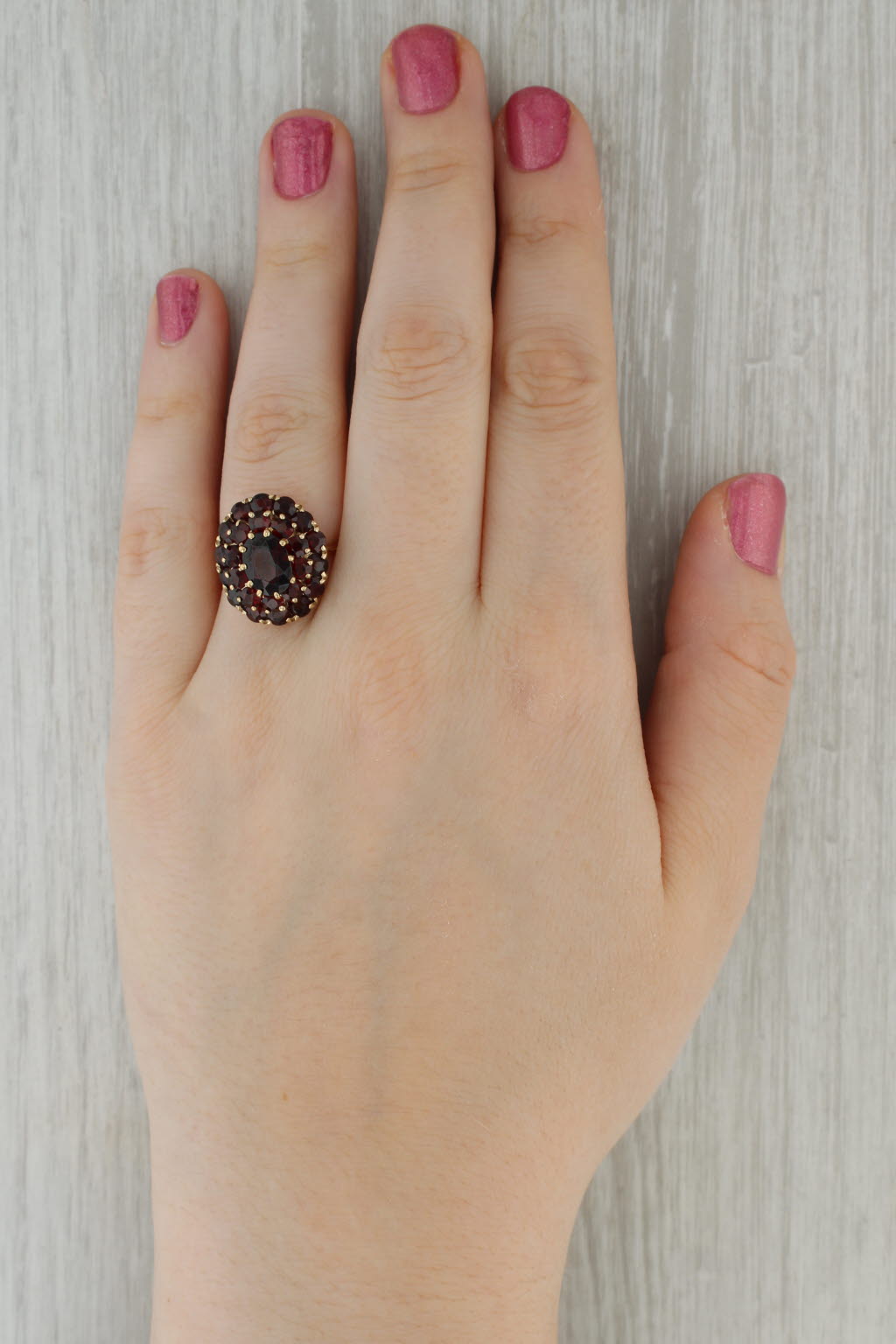 4.90ctw Garnet Cluster Ring 14k Yellow Gold Size 7.25 Cocktail