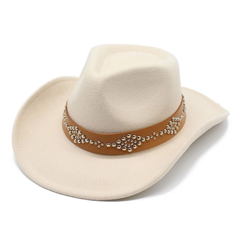Tibetan Style Top Hat Curved Eaves Autumn And Winter Cashmere Felt Hat American Western Cowboy Hat Spring And Autumn Men's And Women's Groom Studio Hat