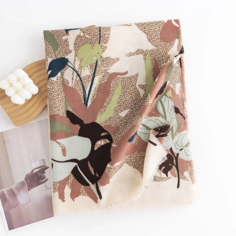 Women's Elegant Plant Polyester Scarf