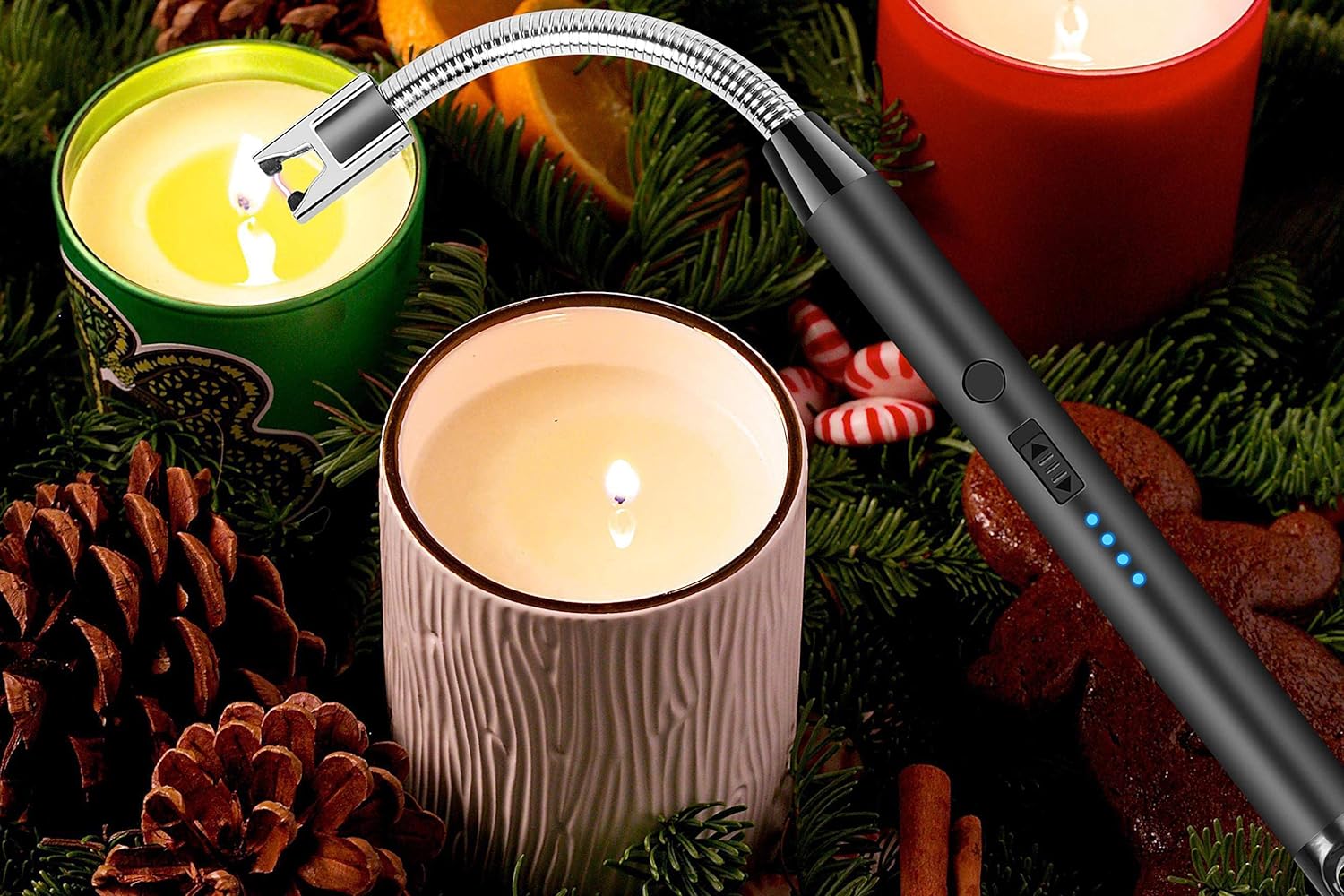 Candle Lighter - Flexible Plasma Arc Long Neck USB Lighter Rechargeable Windproof Flameless For Candles. Grill. Cooking. Camping. Hiking