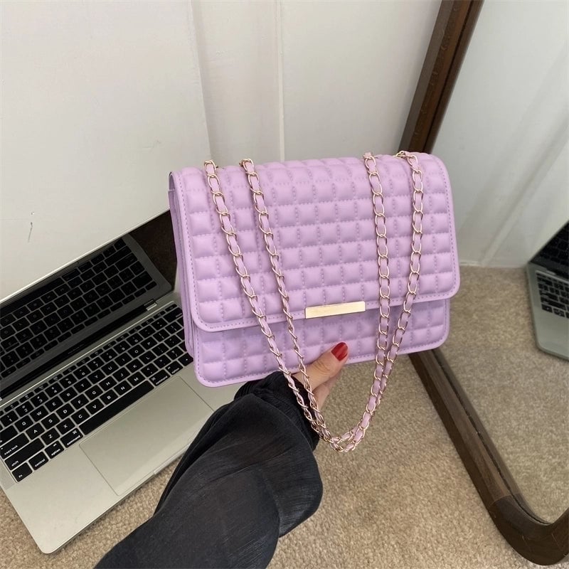 Women's Pu Leather Solid Color Streetwear Square Magnetic Buckle Shoulder Bag Crossbody Bag