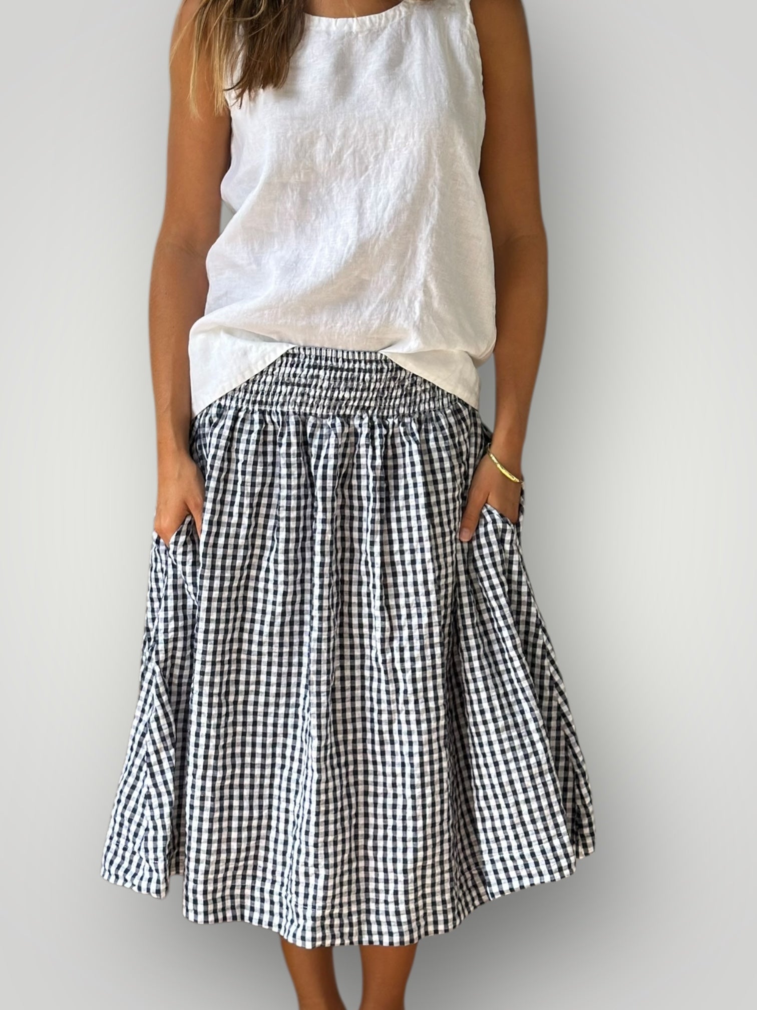 lola skirt-navy/white gingham