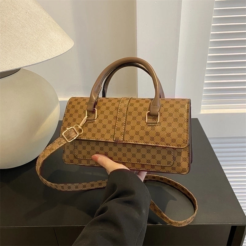 Women's Pu Leather Plaid Vintage Style Classic Style Square Flip Cover Shoulder Bag Handbag Crossbody Bag