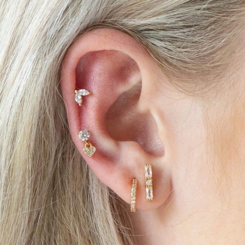 1 Pair Minimalist Star Water Droplets Polishing Plating Inlay Stainless Steel Zircon 18k Gold Plated Ear Studs