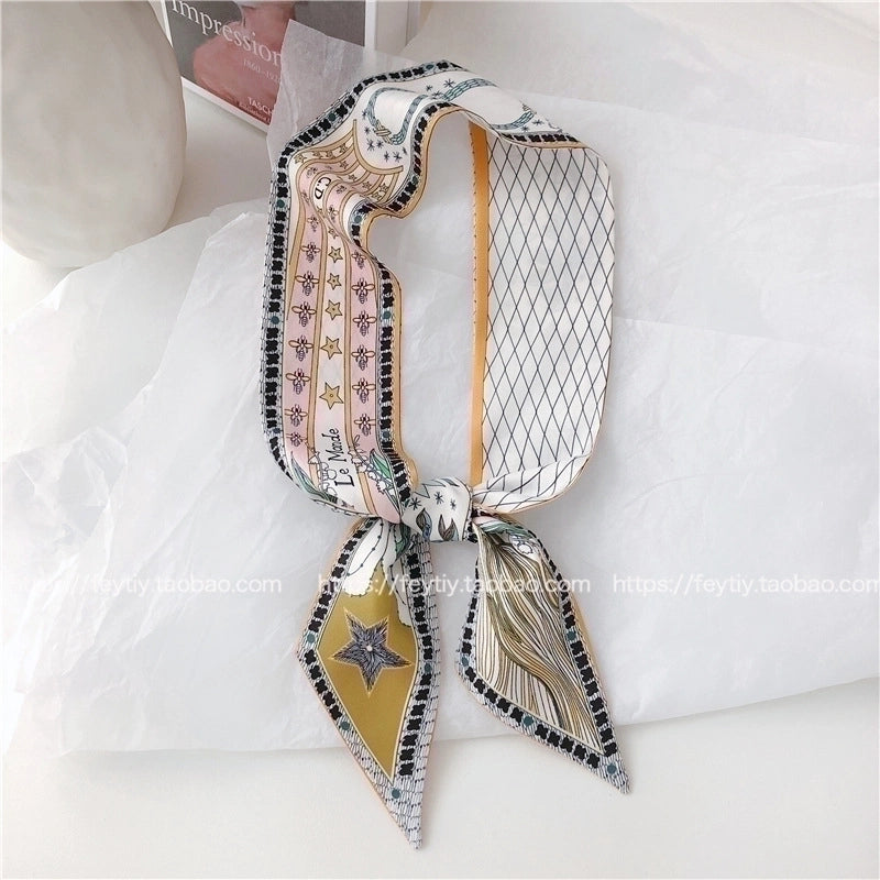 10 Pieces Women's Fashion Geometric Satin Silk Scarves