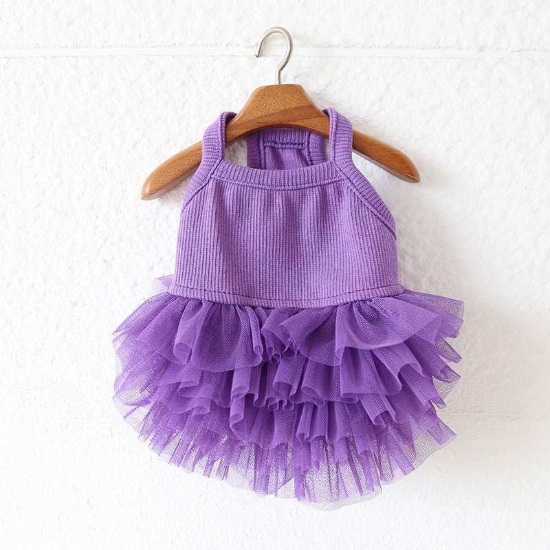 Solid Color Layered Dog Cat Lace Tutu Dress