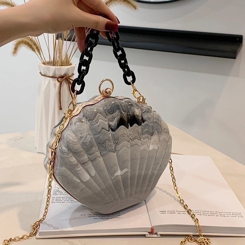Women's Small Arylic Waves Cute Lock Clasp Dome Bag