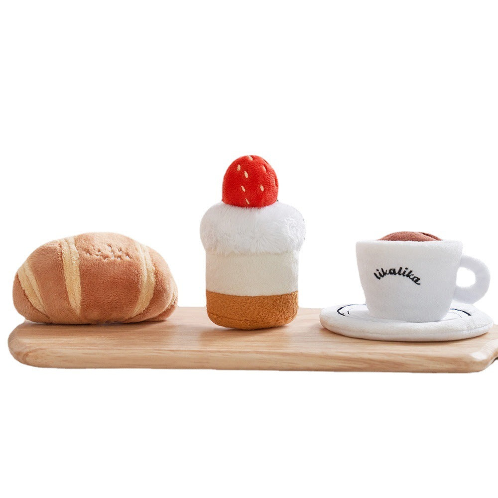 Bread/Coffee/Cake Squeaky Dog Toy