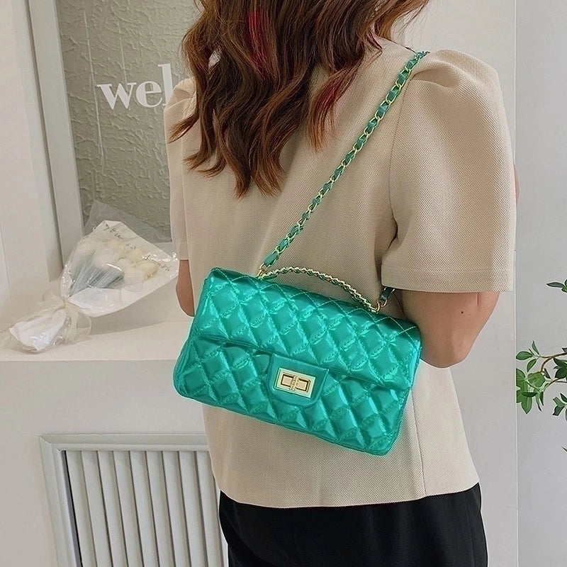 Women's Medium All Seasons Pu Leather Solid Color Fashion Square Lock Clasp Square Bag
