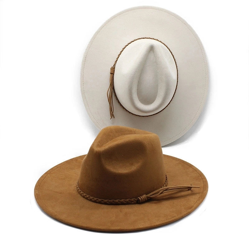 New Suede Top Hat Men And Women Couple Big Brim Hat Peach Heart Top Gentleman's Hat