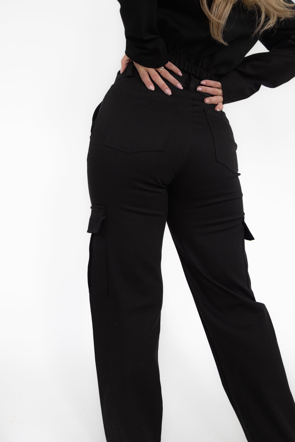 Talia Stretch Cargo Pants BLACK