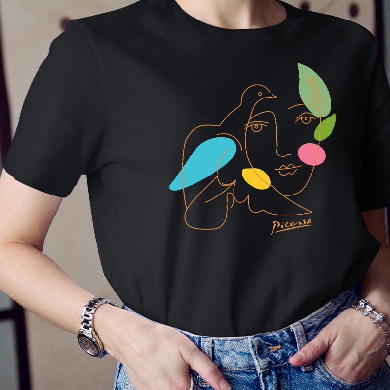 Woman And Bird Art Teacher T-Shirt