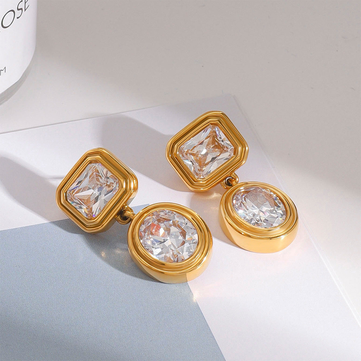 Stainless Steel White Zircon Earrings Titanium Steel Earrings