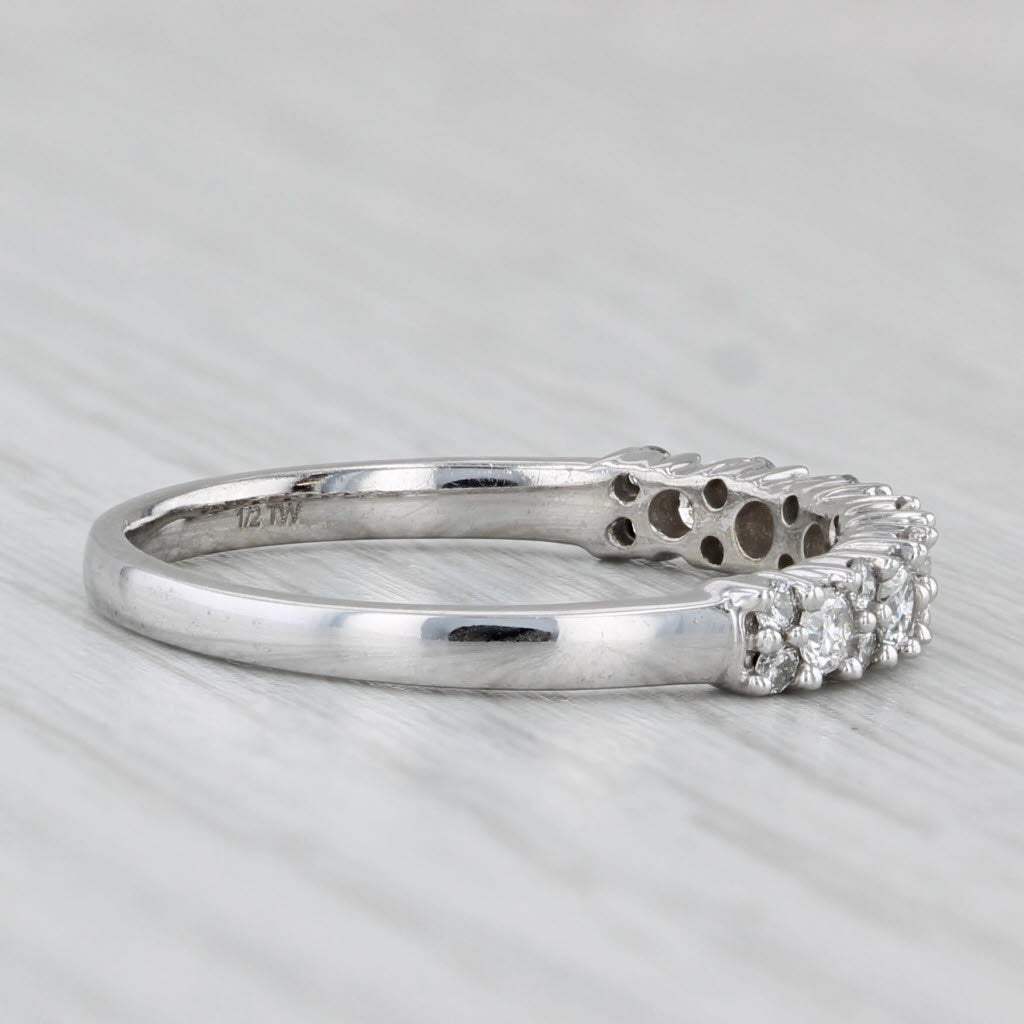 0.46ctw Diamond Wedding Band 10k White Gold Ring Stackable Size 8