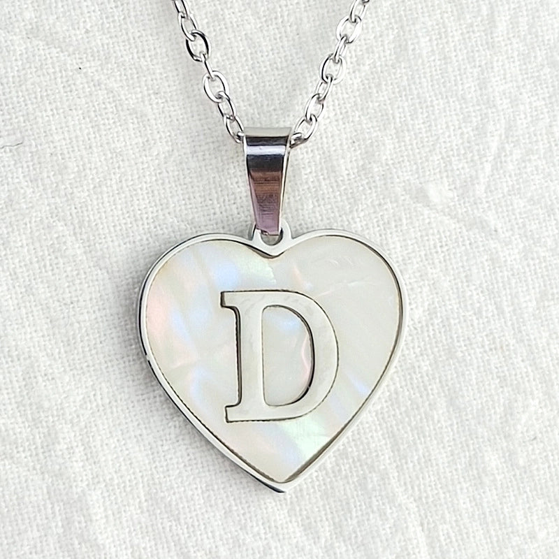 Cute Sweet Letter Titanium Steel Plating Inlay Shell Pendant Necklace