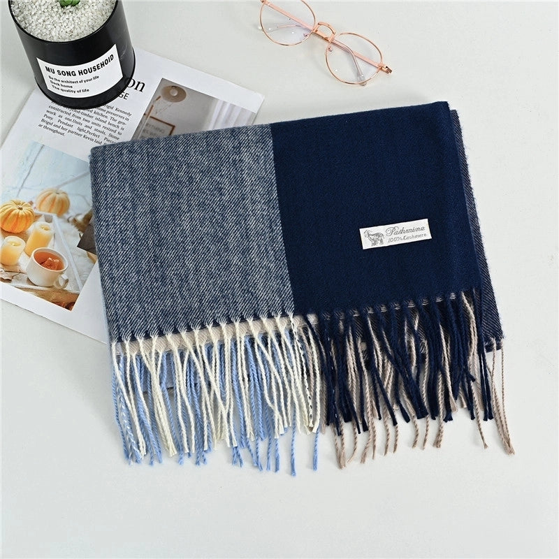 Women'S Fashion Plaid Imitation Cashmere Tassel Scarf