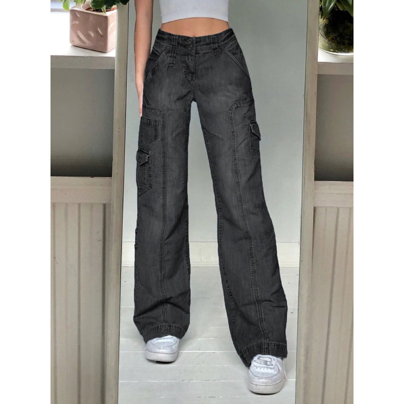 Patchwork Streetwear Baggy Jeans For Women