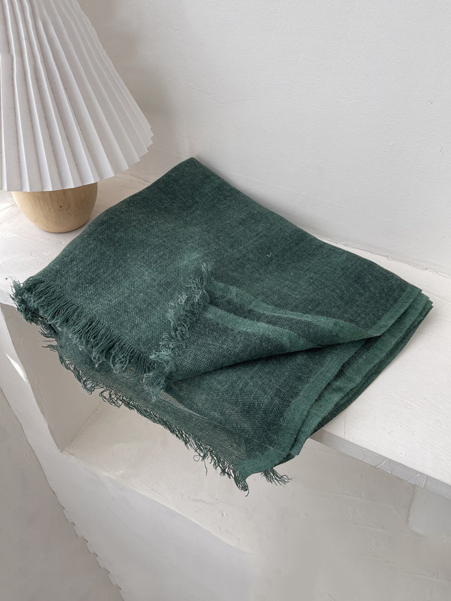 Women Spring Soft Pure Color Tassel Shawl Scarf