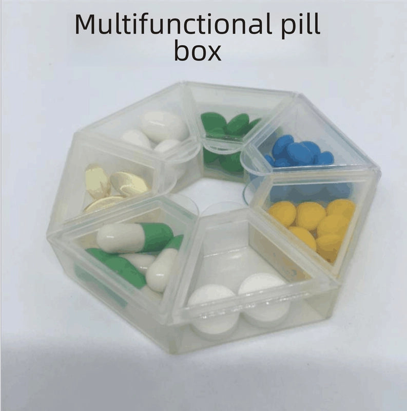 One Week 7-corner Medicine Box Round 7-compartment Portable One Week Sub-packed Small Medicine Box Mini 7-day Portable Medicine Accessories Box